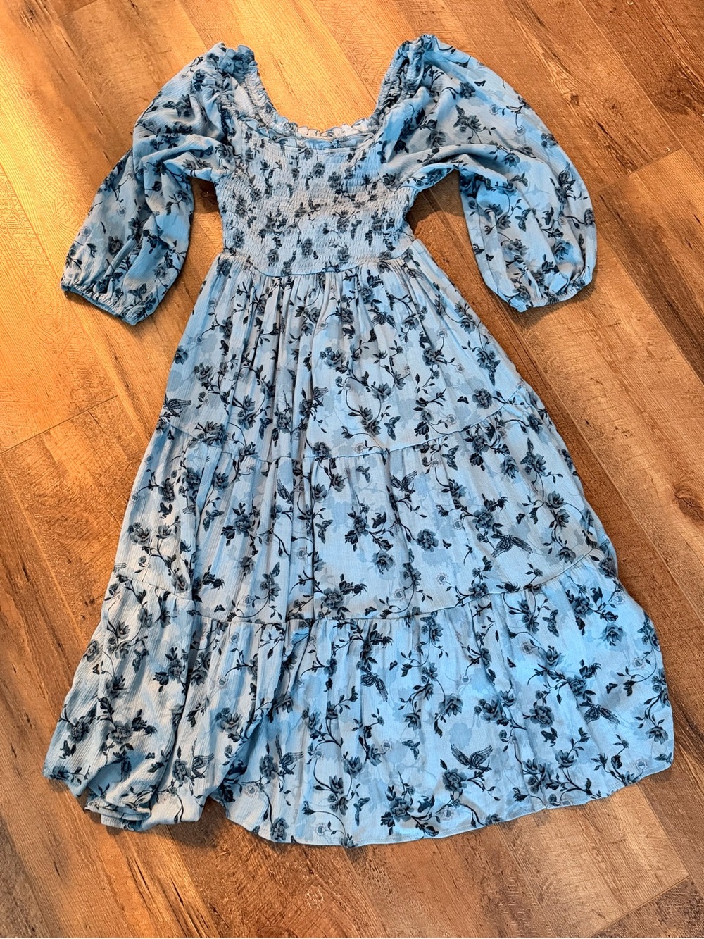 torrid Light Blue Floral Smocked Maxi Dress